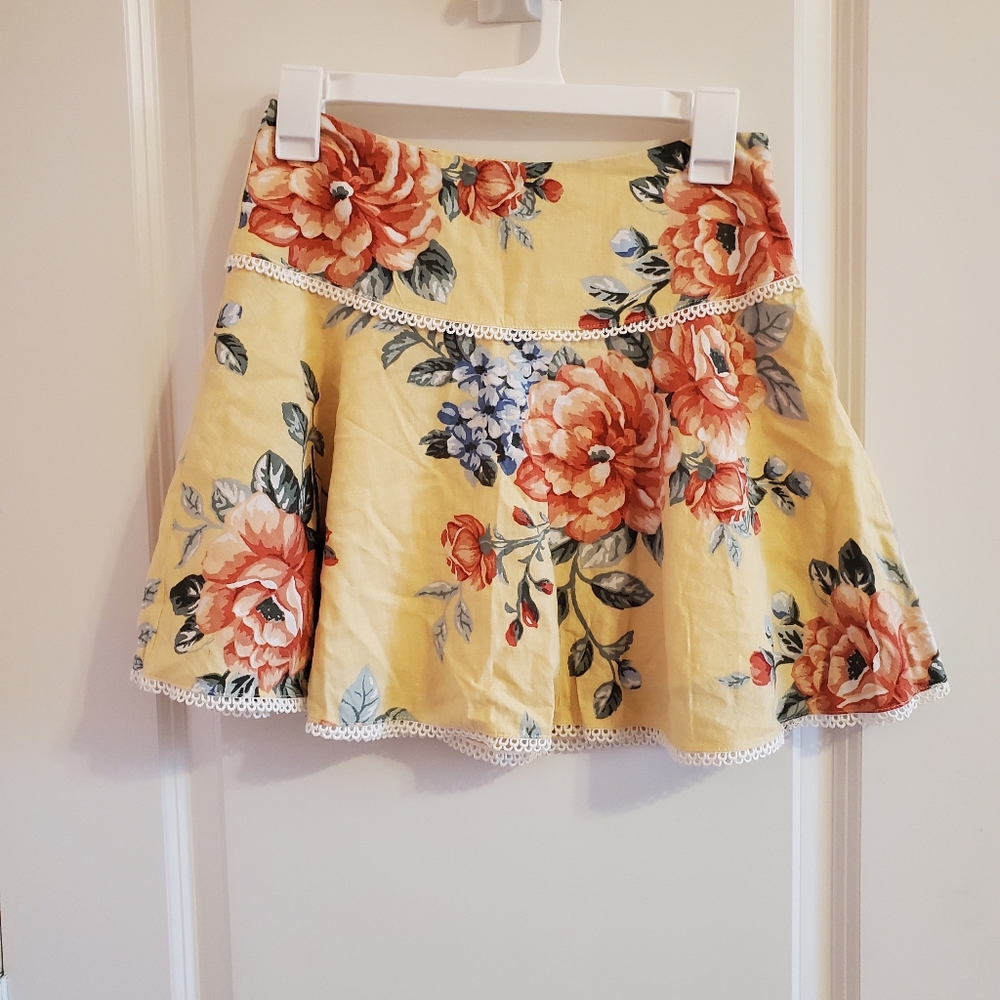 Forever 21 Floral Mini Skirt - Yellow and Red